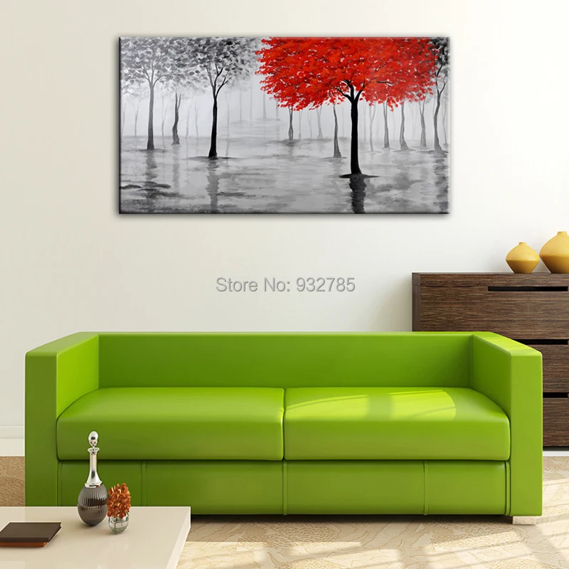 Modern Abstract Hand Painted Tree of Life Oil Painting Canvas Art Large Fabric Wall Mural Decoration for Bedroom(No frame ) | Дом и сад