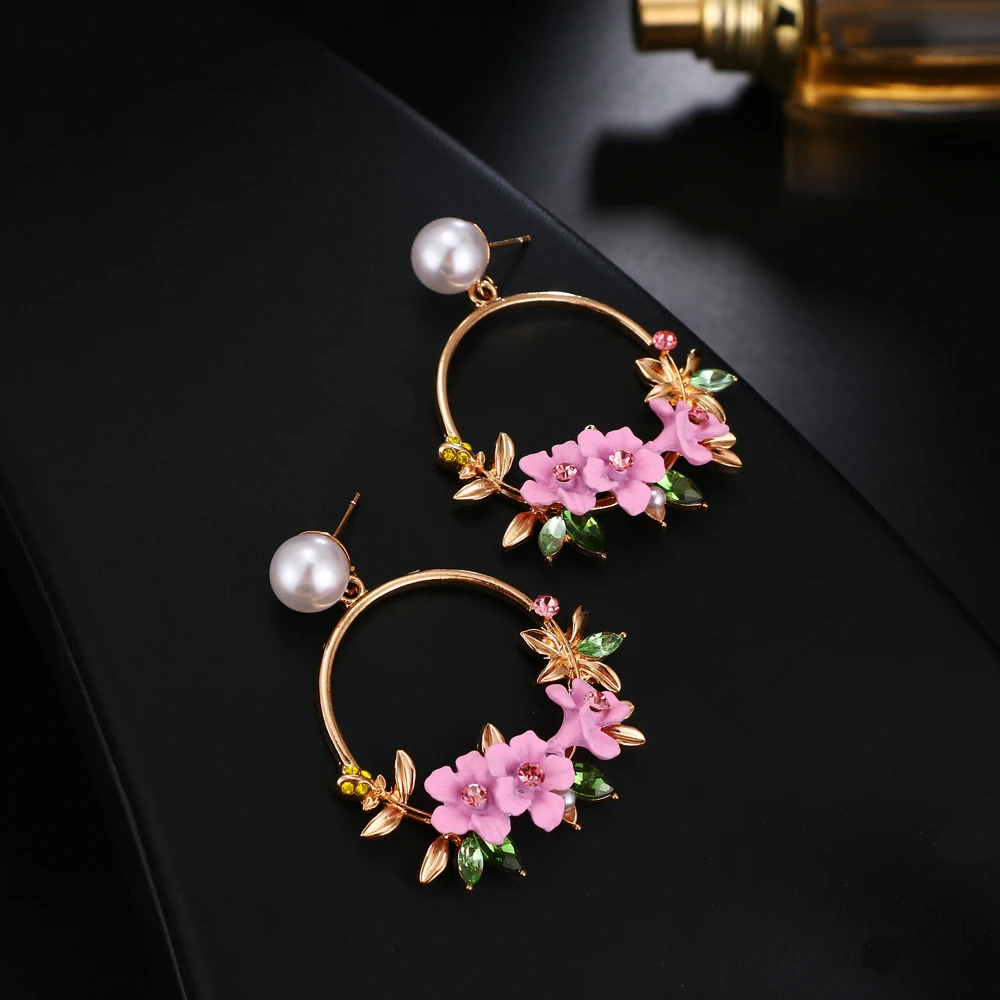 Женские серьги с крупными круглыми цветами VKME модные элегантные имитацией