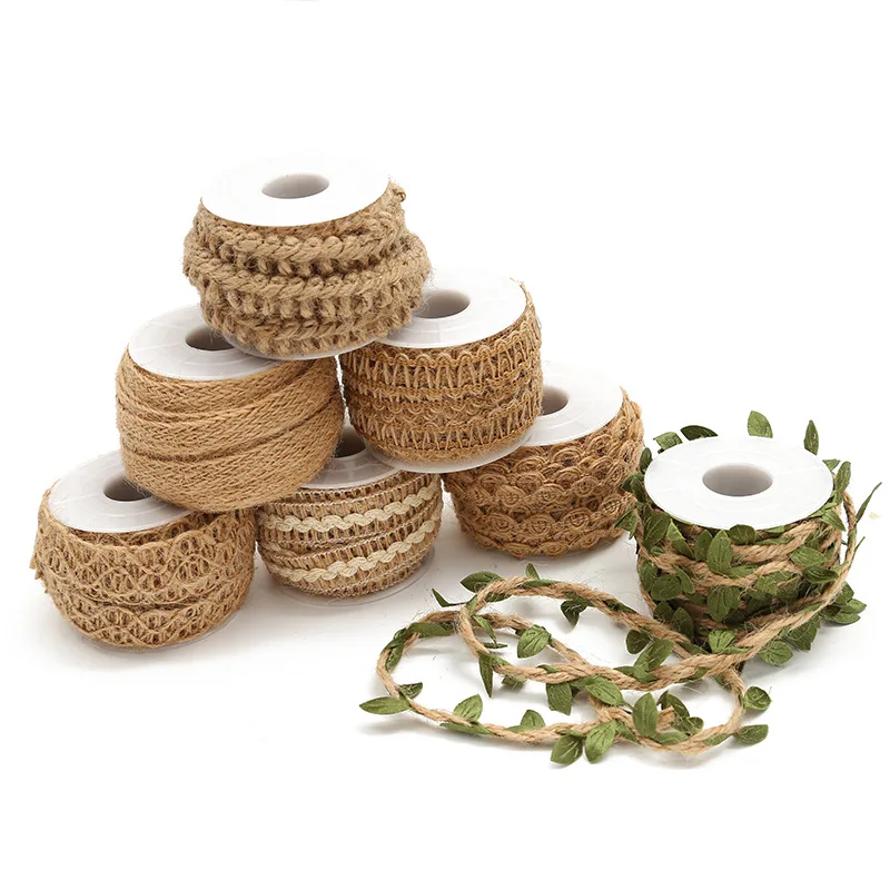 5Meters Nature Jute Burlap Ribbon Wedding DIY Decorations Rustic Flower Bottle Christmas Festival Party Handwork Crafts | Дом и сад