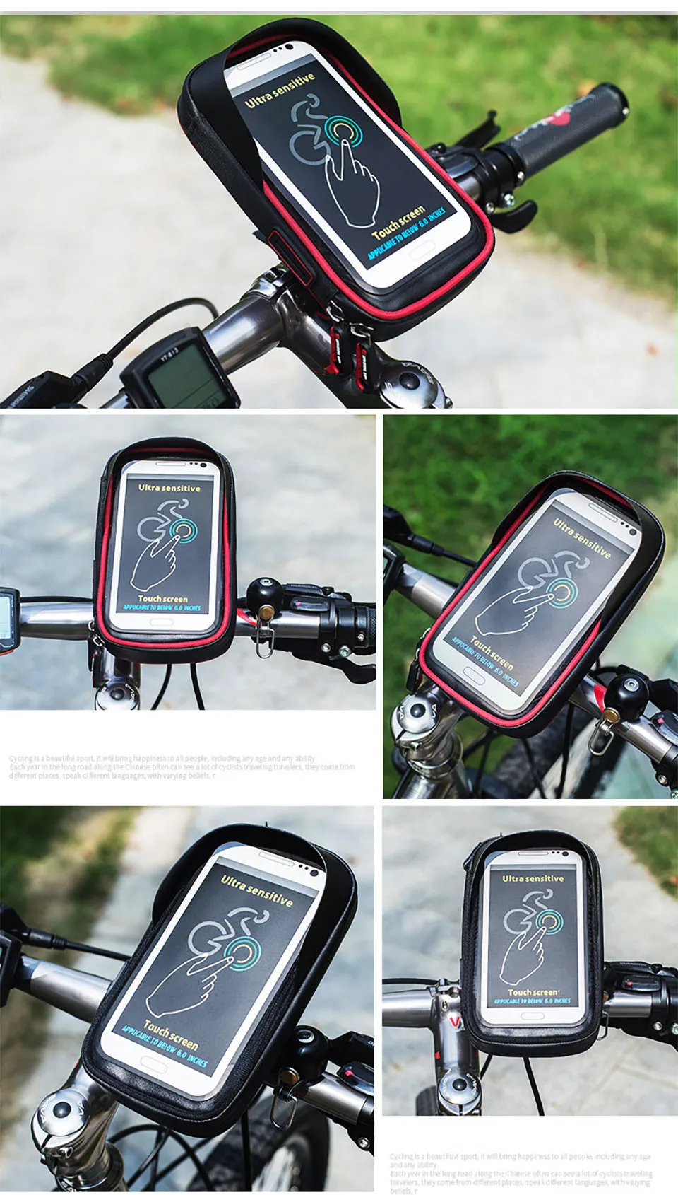 Сенсорный экран ТПУ Водонепроницаемая велосипедная сумка для MTB Горная дорога велосипед Велоспорт держатель для мобильного телефона сумка чехол
