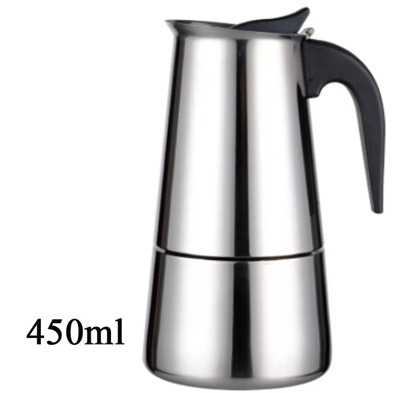 В комплекте TINTON LIFE 2/4/6/9 чашек Нержавеющая сталь Moka Espre sso латте Percolator Кофе горшок - Цвет: 450ml