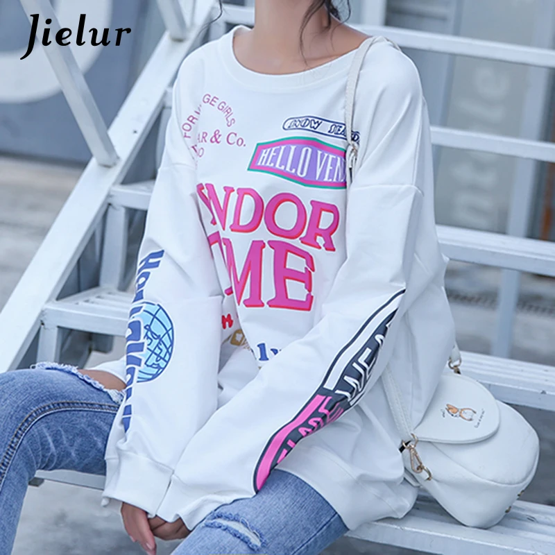 Jielur женские толстовки 2019 Мода корейский Harajuku флисовая женская Толстовка