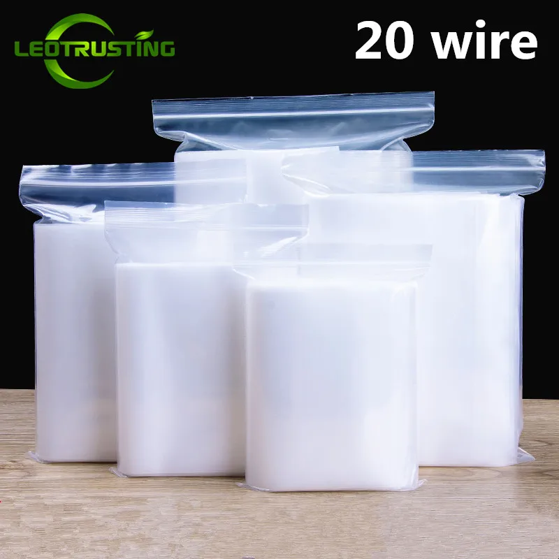 

200micron Thick Transparent PE Plastic Packaging Ziplock Bags Reclosable Clear Snack Sugar Coffee Nuts Jewelry Storage Pouches