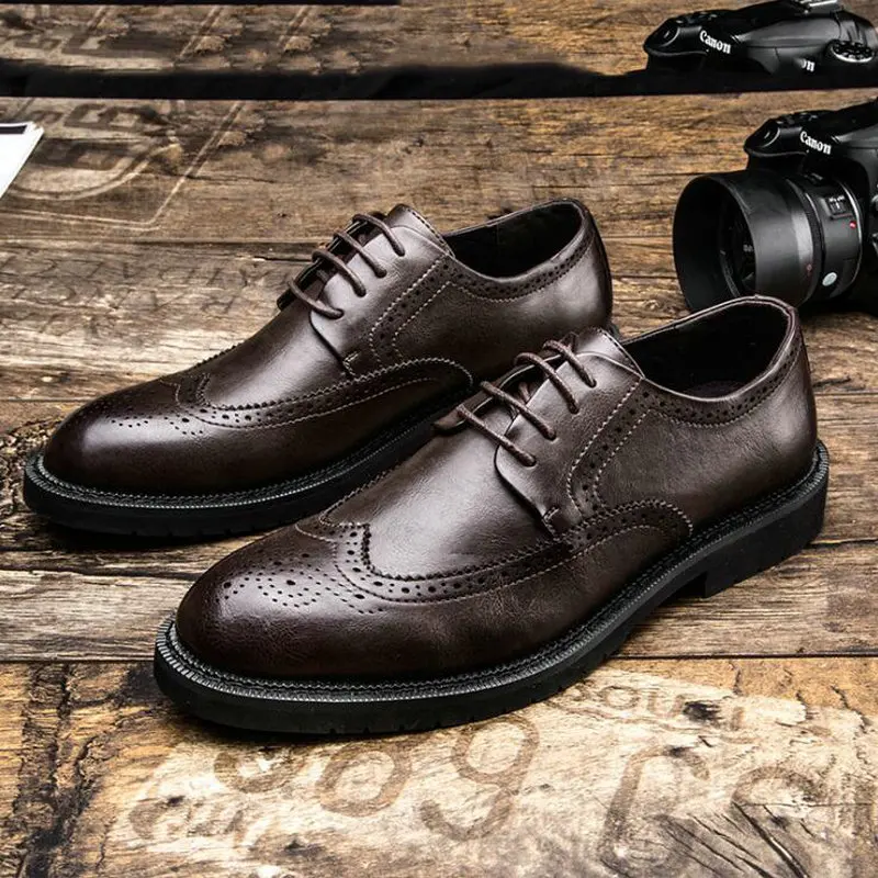 

New Arrival Men Formal Shoes Office Business Wedding Dress shoes Oxfords Bullock Design Handmade Leather shoes big size OO-98