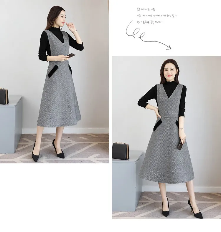 2018 женское осенне зимнее клетчатое платье без рукавов с принтом тысячи птиц