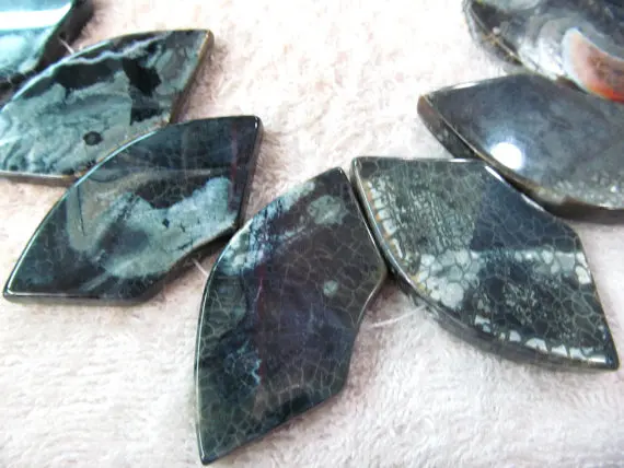 

large25x50mm 16inch genuine agate bead slab blue black white green mixed jewelry bead