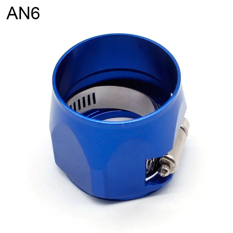 AN6 BLUE Car Accessories Oil Fuel Hose Clamp Hex Finishers Aluminum Hose End Fitting Oil Water Pipe Adapter AN4 AN6 AN8 - Цвет: AN6 BLUE