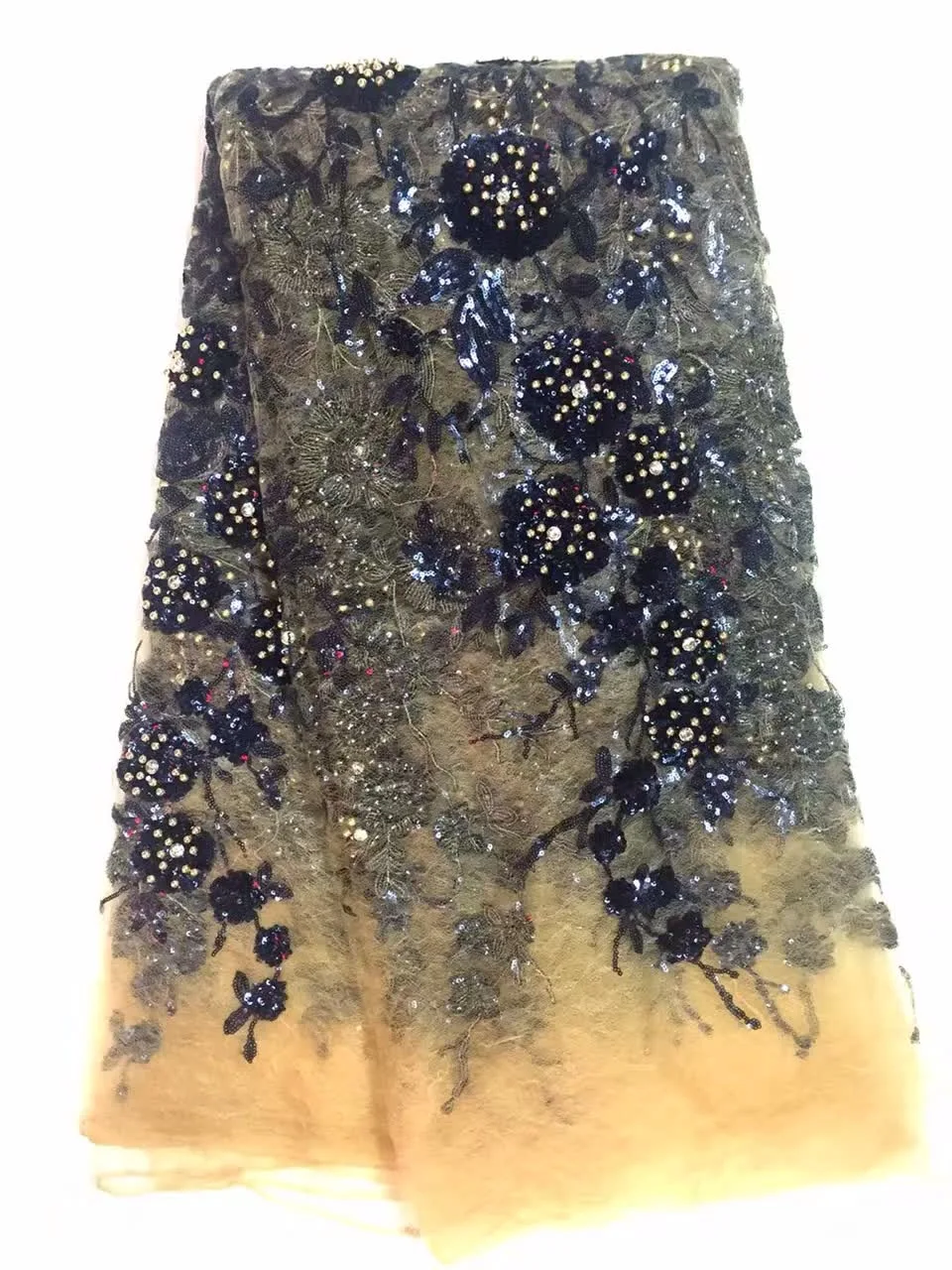 

French Lace Fabric High Class African Laces Fabric With Sequins and stones Embroidery For Sewing Beauty Women Dress K-J8852