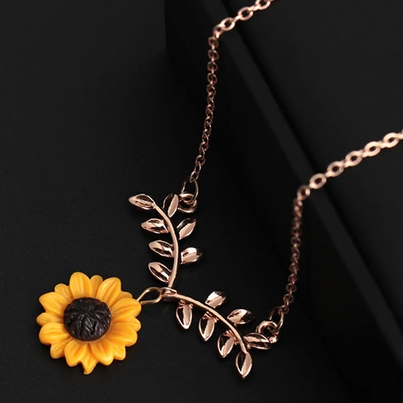 3 шт./компл. золотистая подвеска в виде листьев подсолнуха ожерелье с милыми