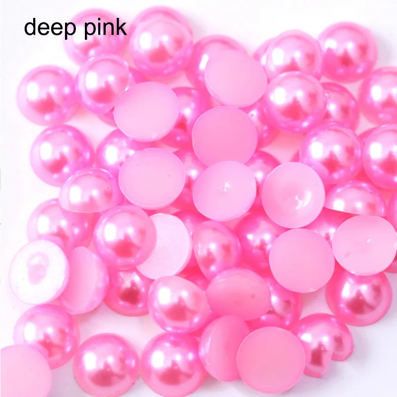 deep pink 2-14 мм полукруглые Акриловые Имитация плоские бусины жемчуга для рукоделия украшения ногтей украшения Аксессуары - Цвет: deep pink