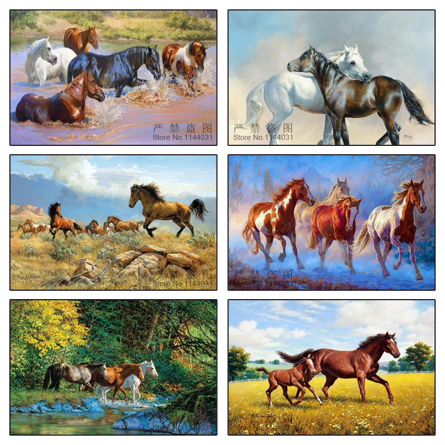 5D алмазная Картина Вышивка крестом Diy Алмазная вышивка окрашенные лошади полное
