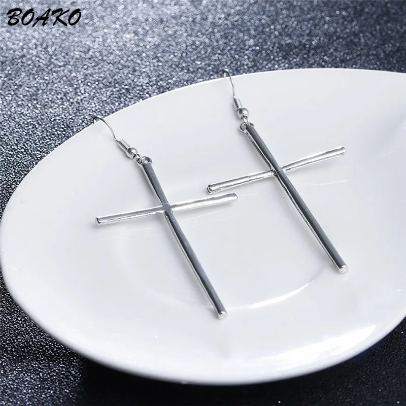 BOAKO, большие серьги с крестом, винтажные, Boho, массивные серьги,, Хит, модные ювелирные изделия, Brincos, висячие серьги, Букле д 'Орель