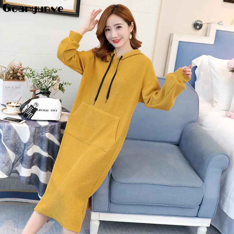 Осень для беременных и кормящих платье с капюшоном Повседневное Грудное