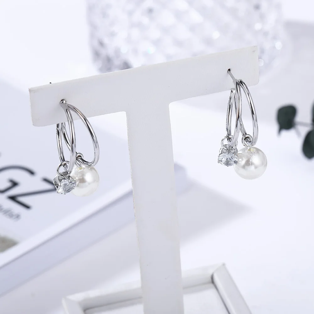 Женские серьги-подвески с жемчугом HanCheng круглые серьги стразы Ювелирное