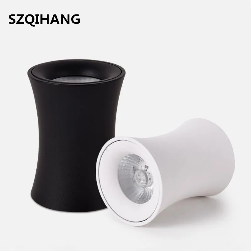 

7W 10W Surface Mounted dimmable Downlight 110V 220V COB LED SPOT lighting Led ceiling down light + Driver white body black body