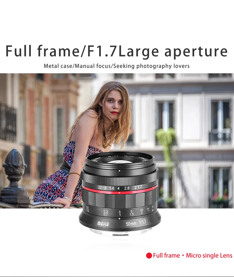 Meike 50 мм F1.7 ручная фокусировка объектива для sony E-mount полная Рамка беззеркальная камера A7II A7RIII для Canon RF Fuji Fujifilm Nikon Z