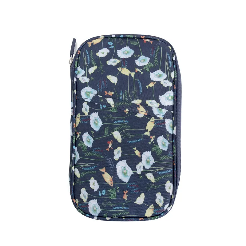 Dark blue flower QEHIIE, новинка, кошелек для паспорта и путешествий, держатель для паспорта, многофункциональная посылка для кредитных карт, ID, документов, мульти-карта, сумка для хранения, клатч - Цвет: Dark blue flower