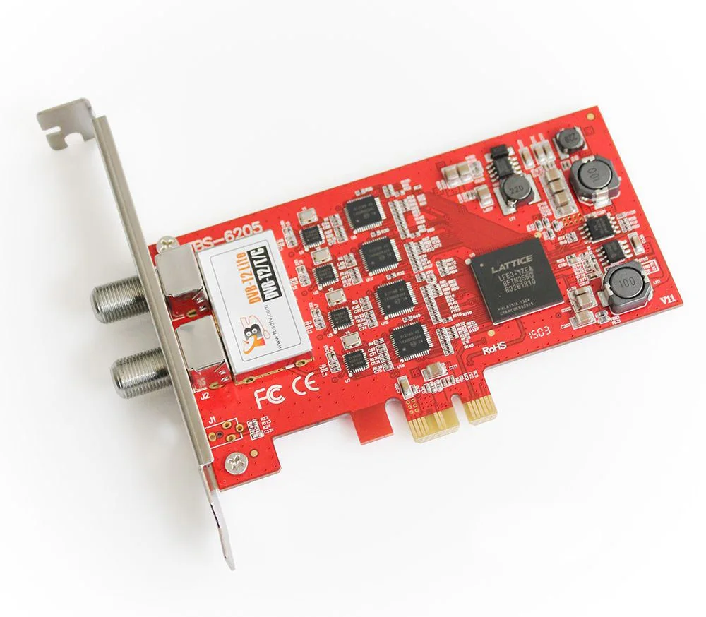 TBS6205 четырехъядерный ТВ тюнер DVB-T2/T/C PCIe карта
