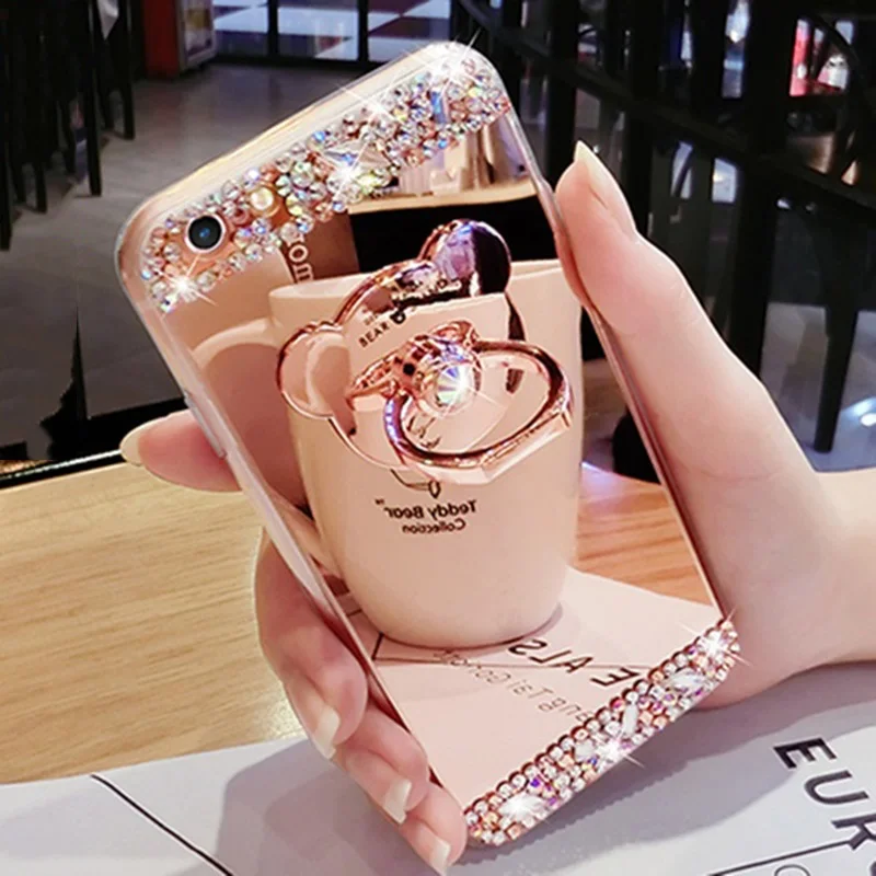 Для iPhone 7 8 6 6s плюс Чехол для телефона чехол зеркало с 360 кольцевой стент для Apple iPhone X 5 6 Plus SE 7 8 6s чехол сумка аксессуары