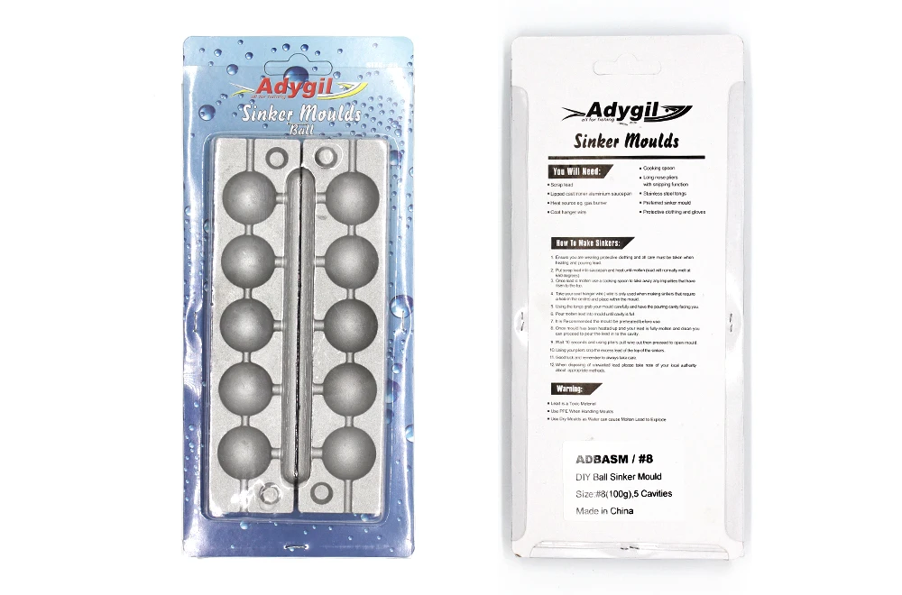 Adygil DIY рыболовный шар грузило прессформы ADBASM/#8 шариковый грузило 100 г 5 полостей