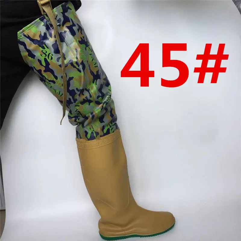 Camo 45 Высокие регулируемые по высоте рыбацкие охотничьи сапоги из водонепроницаемого ПВХ материала, мягкие сапоги, уличные охотничьи рыбацкие сапоги+ сапоги - Цвет: Camo 45