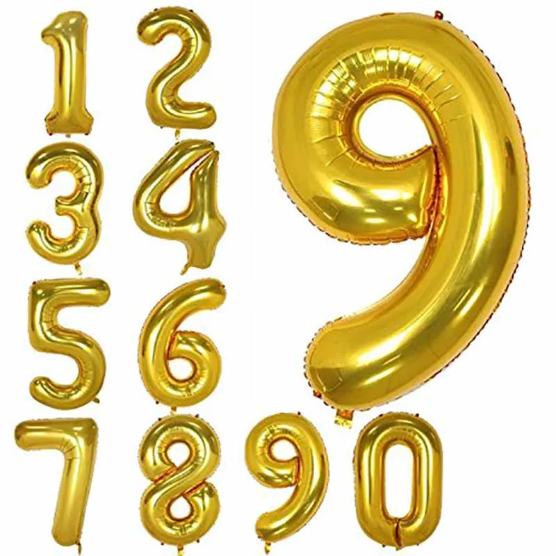 

32-дюймовые золотые цифры фольга шары-цифры 0123456789 для празднования дня рождения юбилея нового года украшения фон поставки
