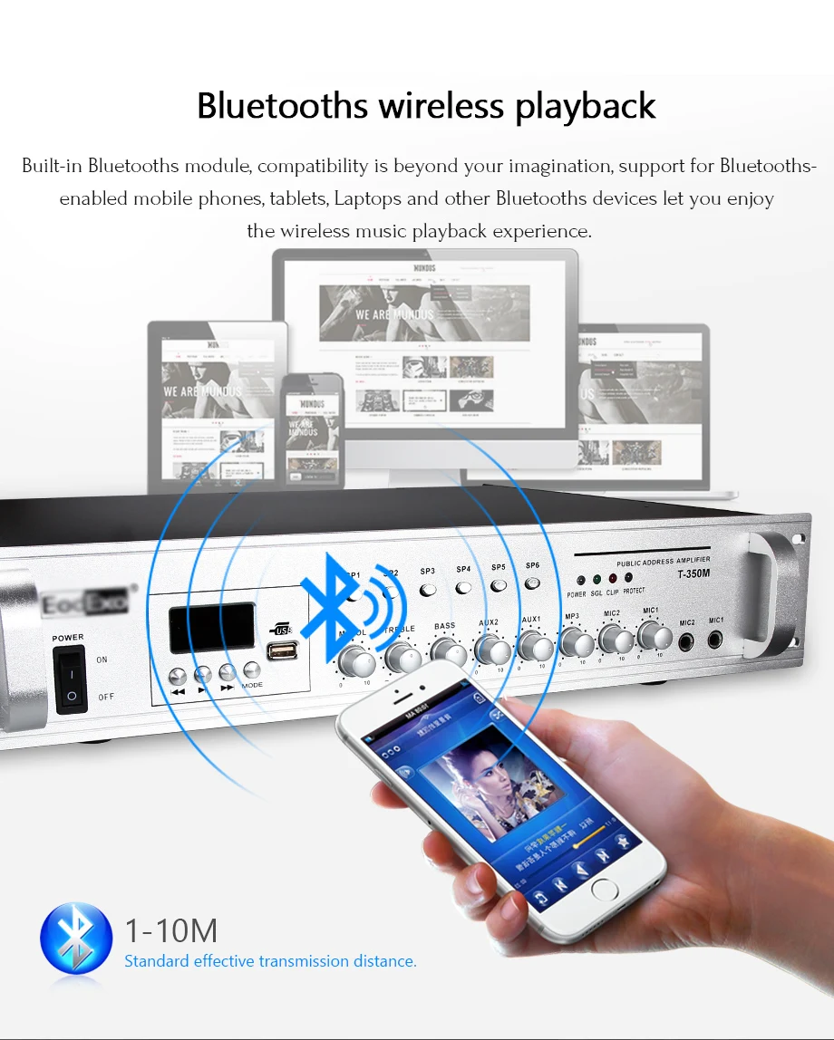 Oupushi pa система bluetooth усилитель 2 канальный домашний стерео усилитель 6 зон усилители мощности с usb, fm