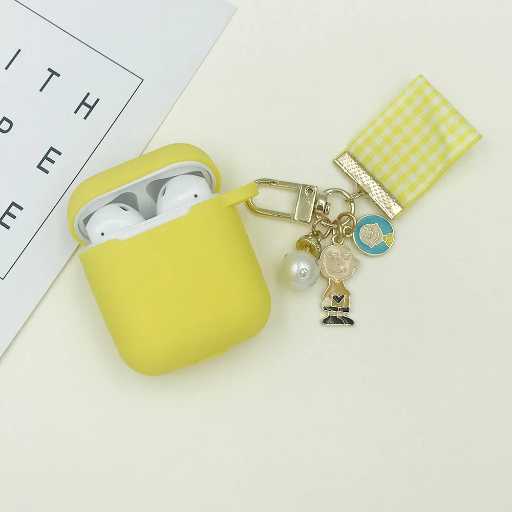 Yellow Мультфильм девушка защитный чехол для AirPods силиконовые bluetooth наушники чехол для Apple зарядное устройство для AirPods коробка крышка Анти-потеря подарок - Цвет: Yellow