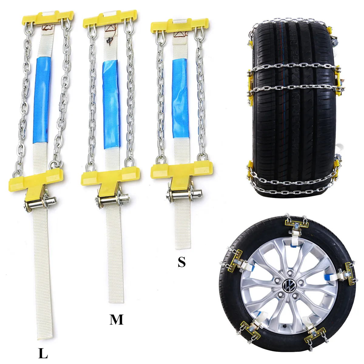 1PC Universal Alloy Steel Anti-slip Car Snow Mud Chain Wheel Tyre Tire Belt Emergency Anti Skid Snow Chains S/M/L