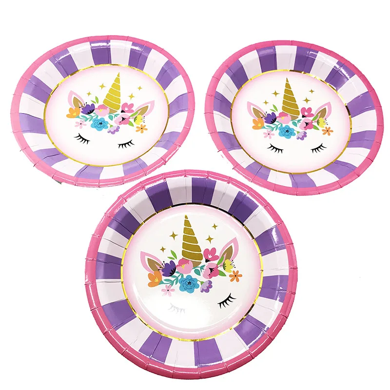 10pcs 9inches Unicorn disposable plates pink theme birthday party decorations Pink dishes | Дом и сад