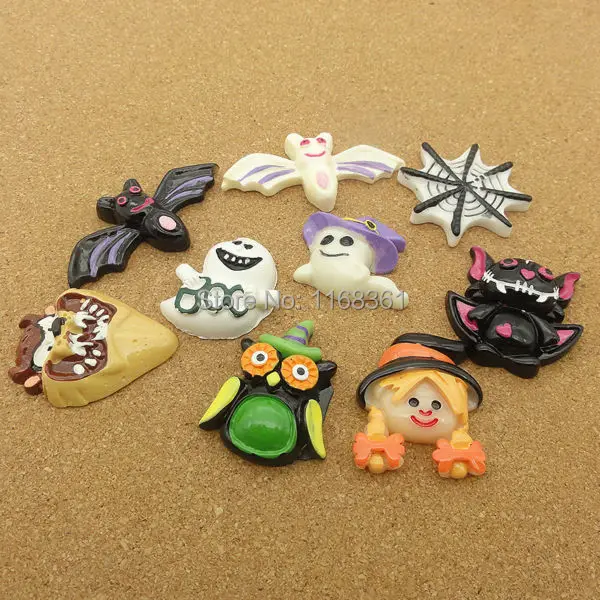 5 шт./Лот резиновые плоские наклейки для Хэллоуина летучая мышь Сова паук призрак