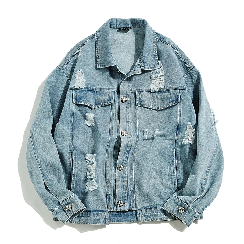 

2019 New Denim Jacket Men's Hip Hop Men's Retro Denim Jacket Street Casual Bomber Jacket Harajuku Fashion Coat