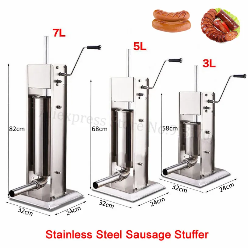 

Stainless Steel 3L Sausage Stuffer Filler Manual Vertical Sausage Filling Machine Kitchen Spanish Churros Maker