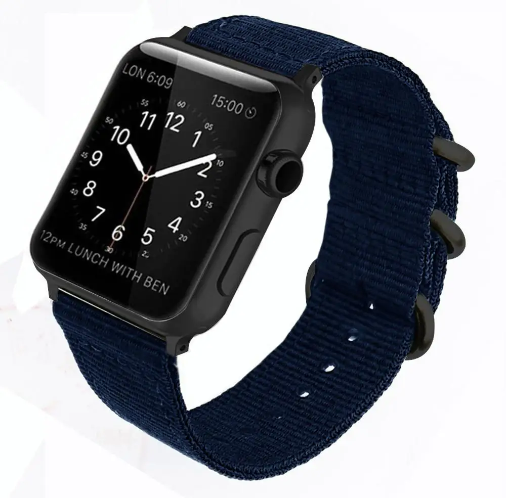 Blue Ремешок Nato для apple watch, ремешок для apple watch 5, 3, 4, ремешок 44 мм, 40 мм, 42 мм, 38 мм, ремешок iwatch, плетеный нейлоновый браслет, ремешок для часов - Цвет ремешка: Blue