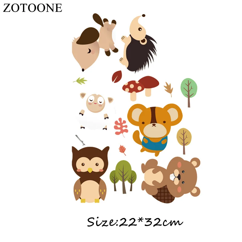 ZOTOONE, Мультяшные нашивки в виде животных, Набор А-уровня, моющиеся, сделай сам, аксессуары для украшения одежды, наклейки с утюгом, подарок для детей