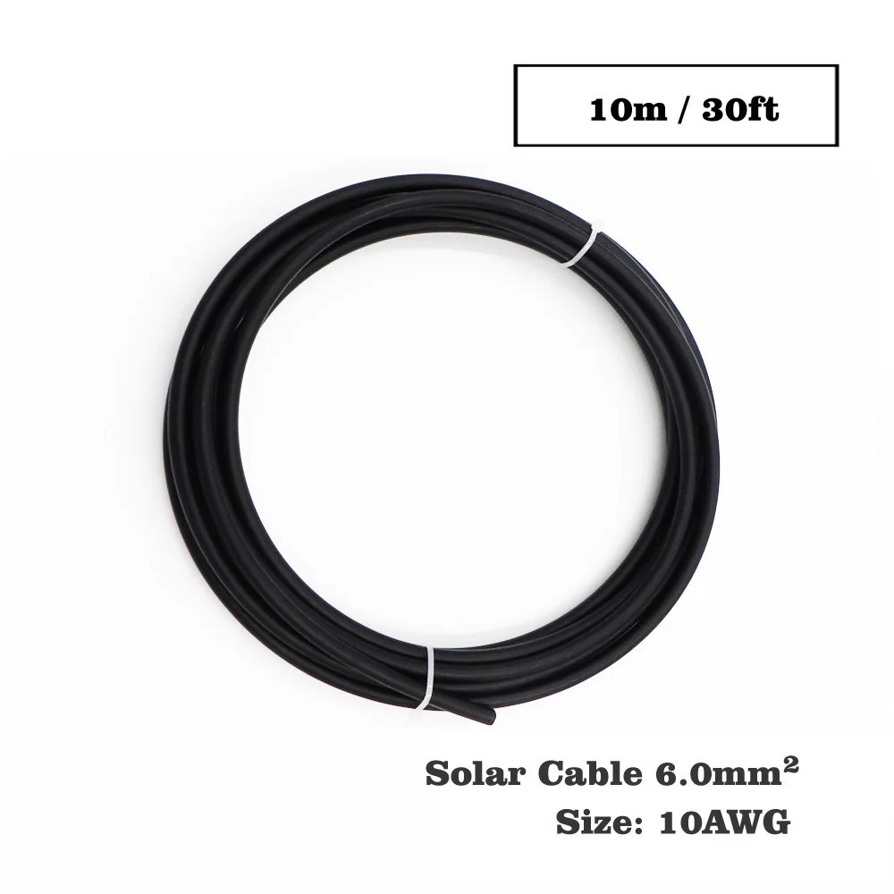 10 м/30ft x 10 12 14 AWG 6/4/2.5mm2 Цвет положительным провод с ПВХ-изоляцией Фотоэлектрические электрические MC4 соединительные кабели Солнечный подключения - Цвет: 10AWG Black