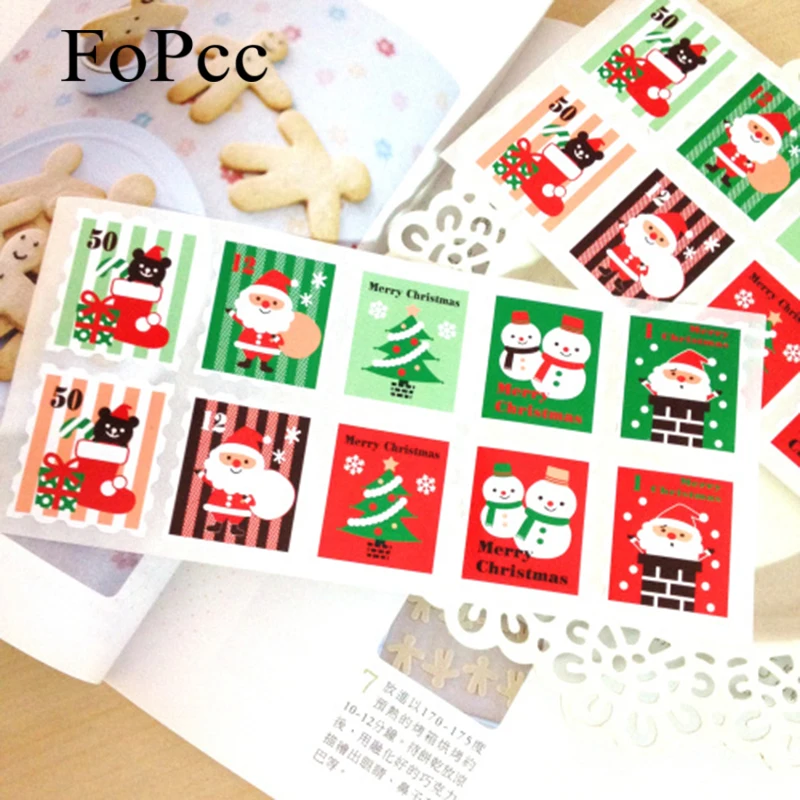 10 листов наклейки для печенья Merry Christmas | Дом и сад