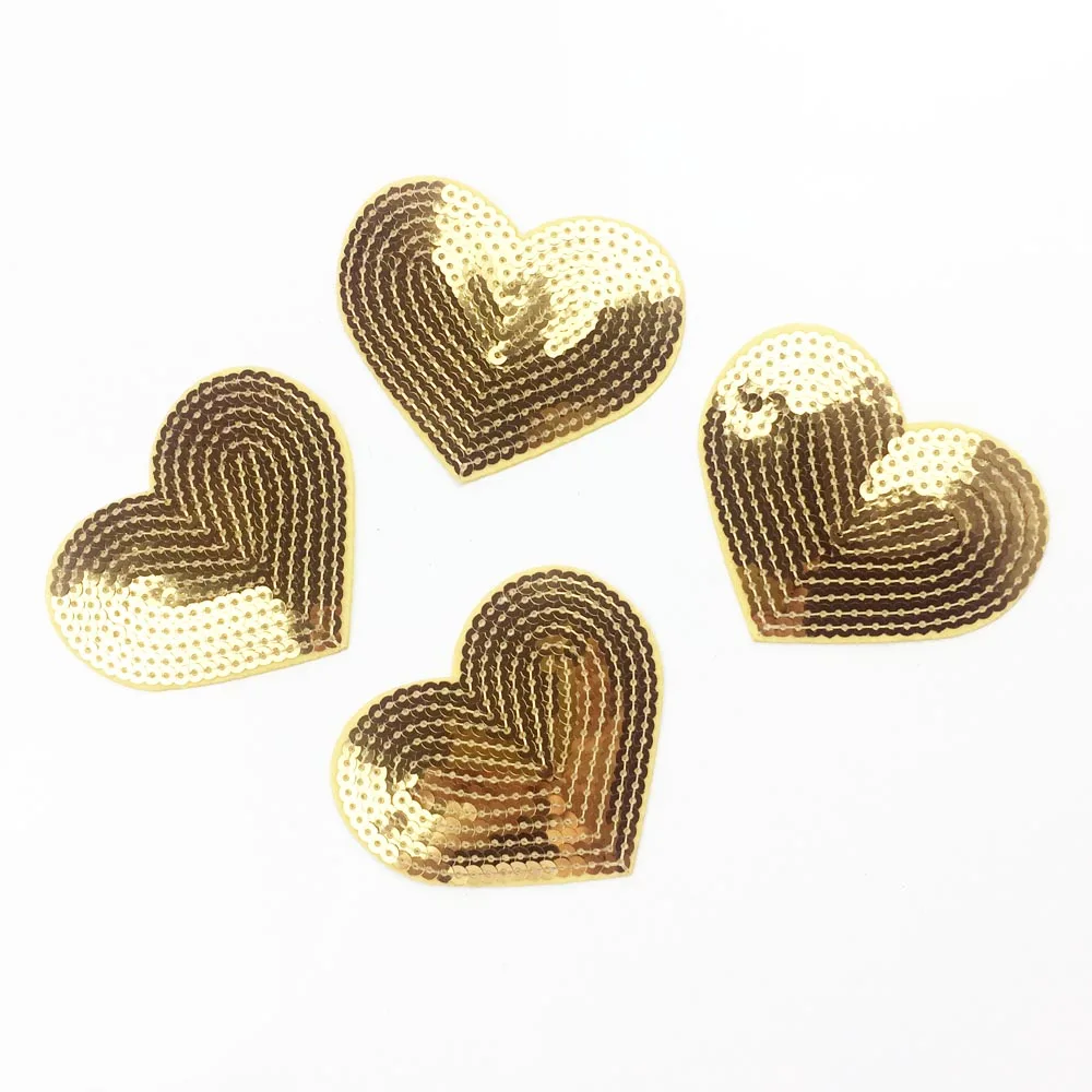 10 шт. Золотое сердце Вышивка Железо на заплатках для одежды железо значке Germent
