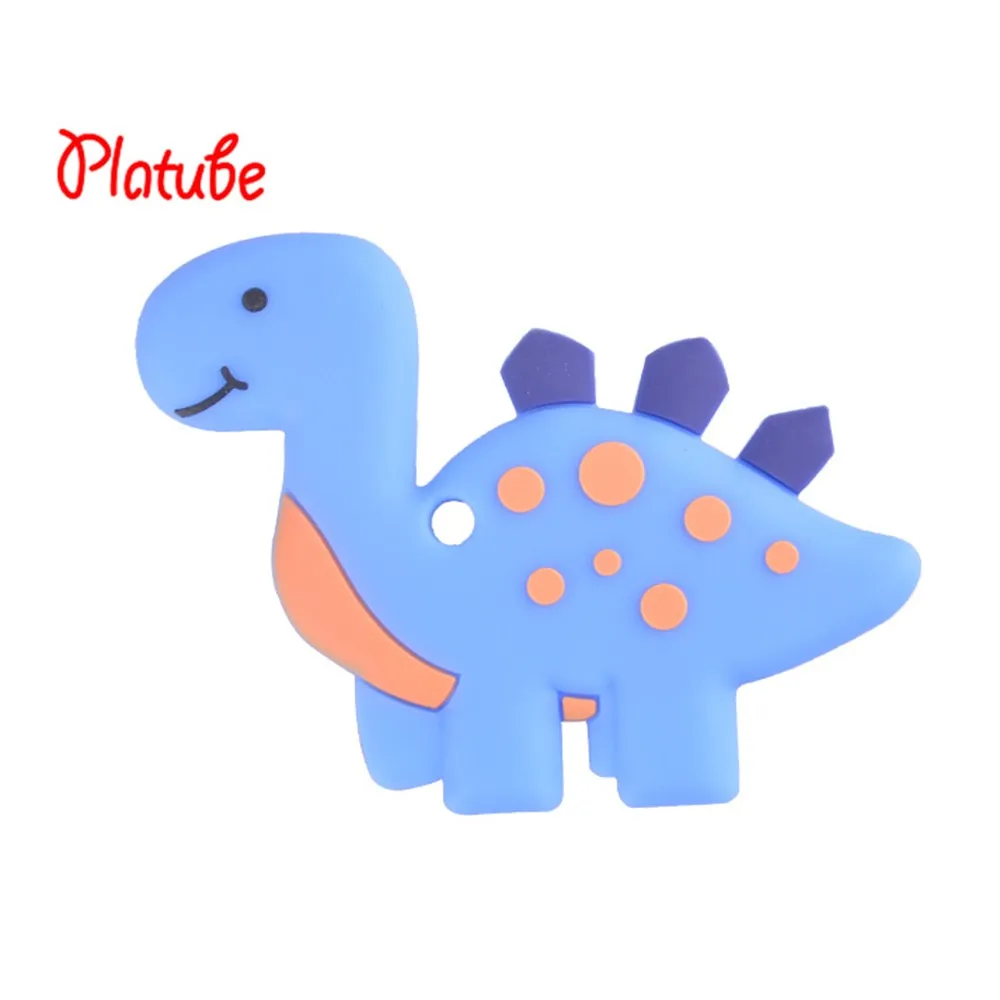 dinosaur blue Силиконовый грызунок пищевой силикон Прорезыватели для зубов мультфильм детский Прорезыватель без БФА, подвеска-прорезыватель ожерелье аксессуары детские для новорожденных силиконовые прорезыватели грызунок силиконовый - Цвет: dinosaur blue