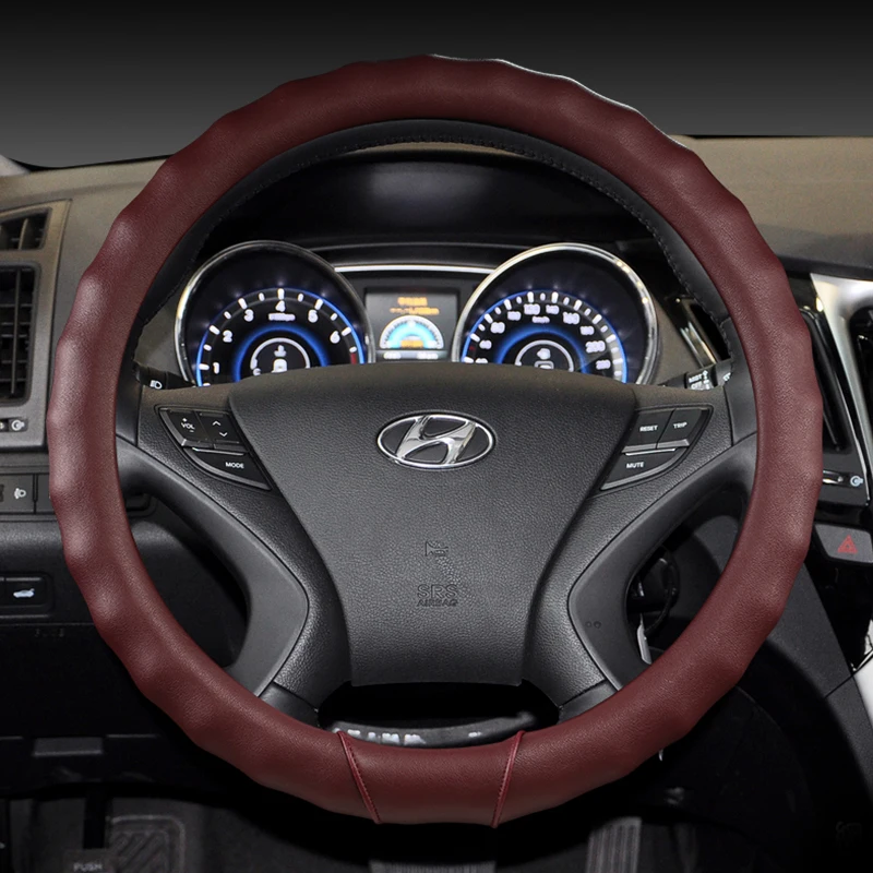 

Universal Car PU Leather Steering-Wheel Covers Anti-slip Skidproof Durable 38CM/15" Dynamic Fibre Handmade Steering Wheel Cover