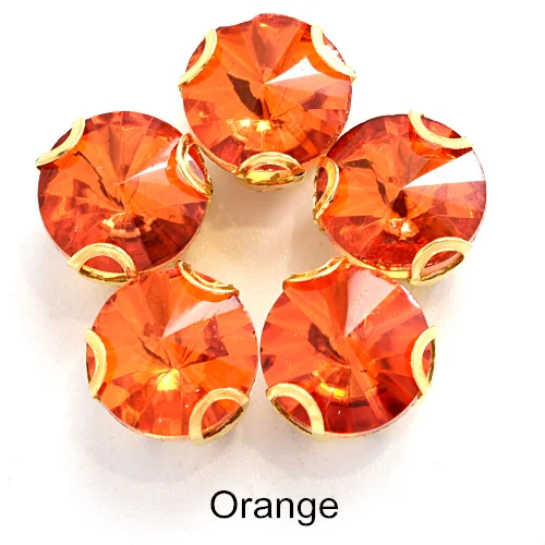 Orange Круглый Rivoli, украшенные разноцветными кристаллами Стекло пришить стразы с D коготь с украшением в виде кристаллов круглый пришить коготь стразы для свадебное платье B3746 - Цвет: Orange