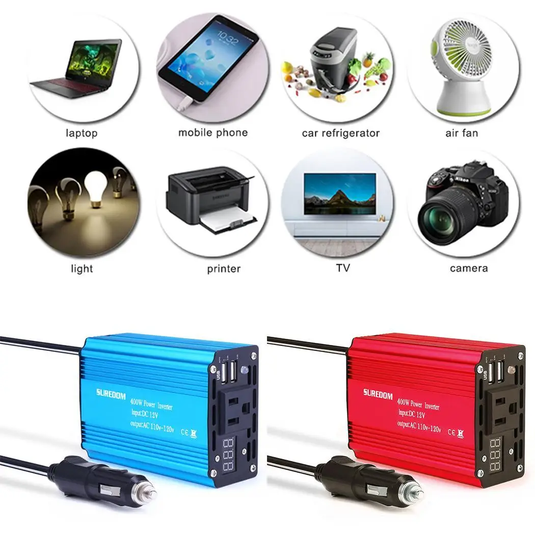 Цифровой дисплей 360 Вт автомобильный инвертор Авто мощность Инвертор DC 12 В до 110 AC