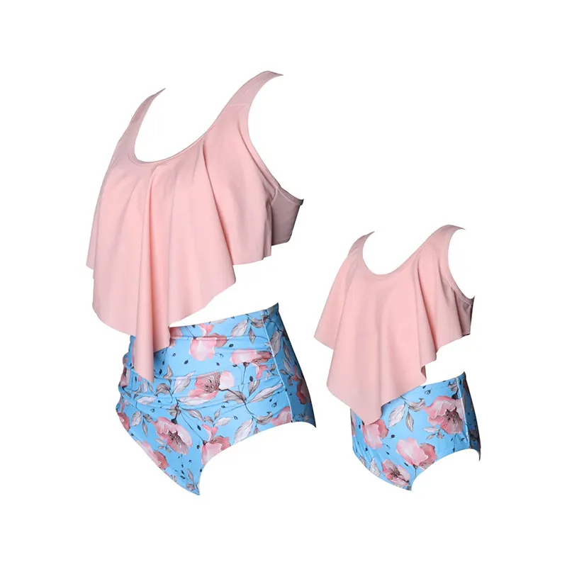 Купальный костюм для мамы и дочки платья Мама я Одинаковая одежда семьи комплект