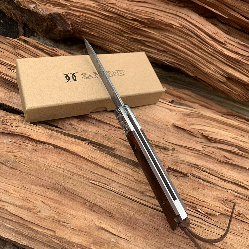 Новый карманный нож из натурального красного сандалового дерева Дамаск VG10