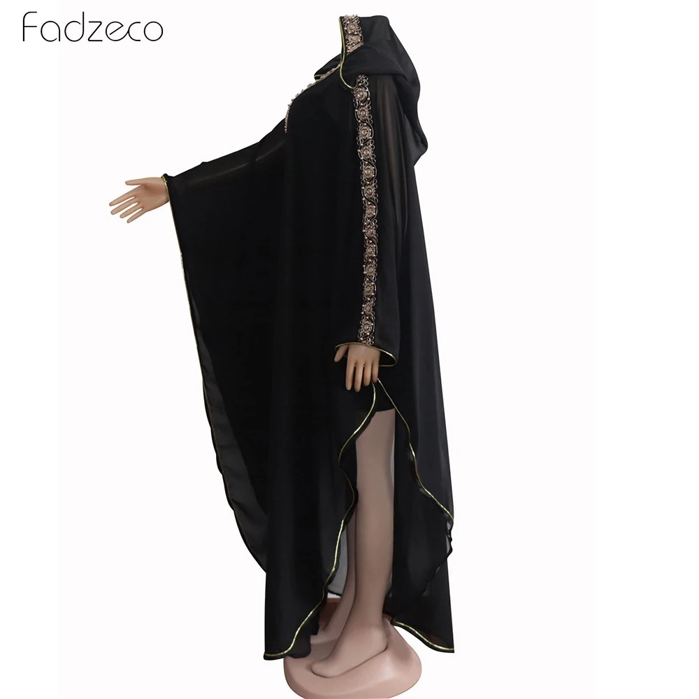 Fadzeco African Dresses For Women Traditional Two-piece Design Bazin Chiffon Gold Rim Decoration Hooded Dashiki Dress | Тематическая