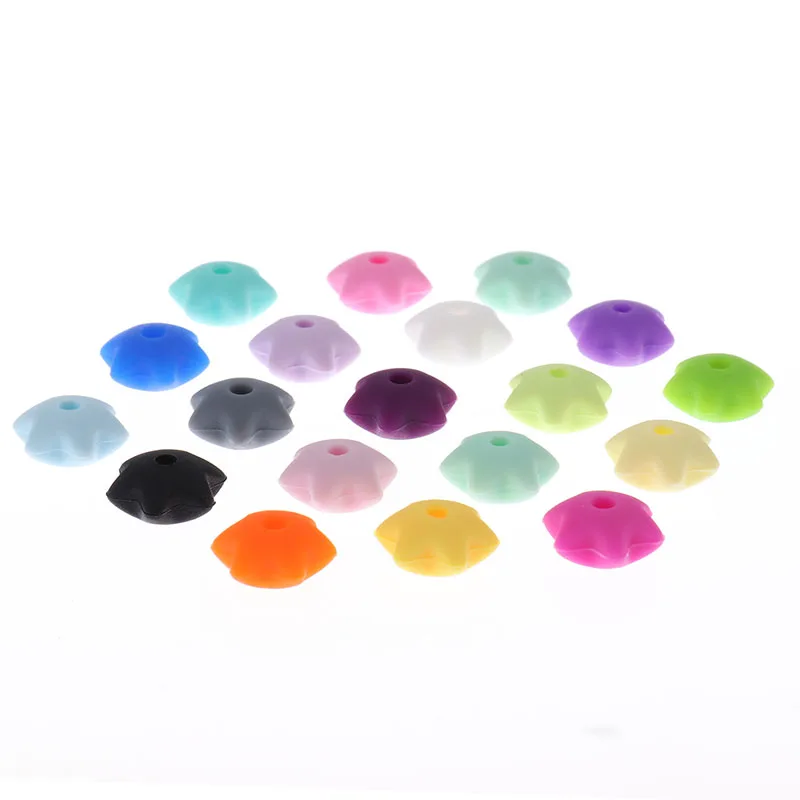 50PCS Silicone Beads For Necklaces Hexangular Star Food Grade Teething Safe Bpa Free Silicon Baby | Мать и ребенок