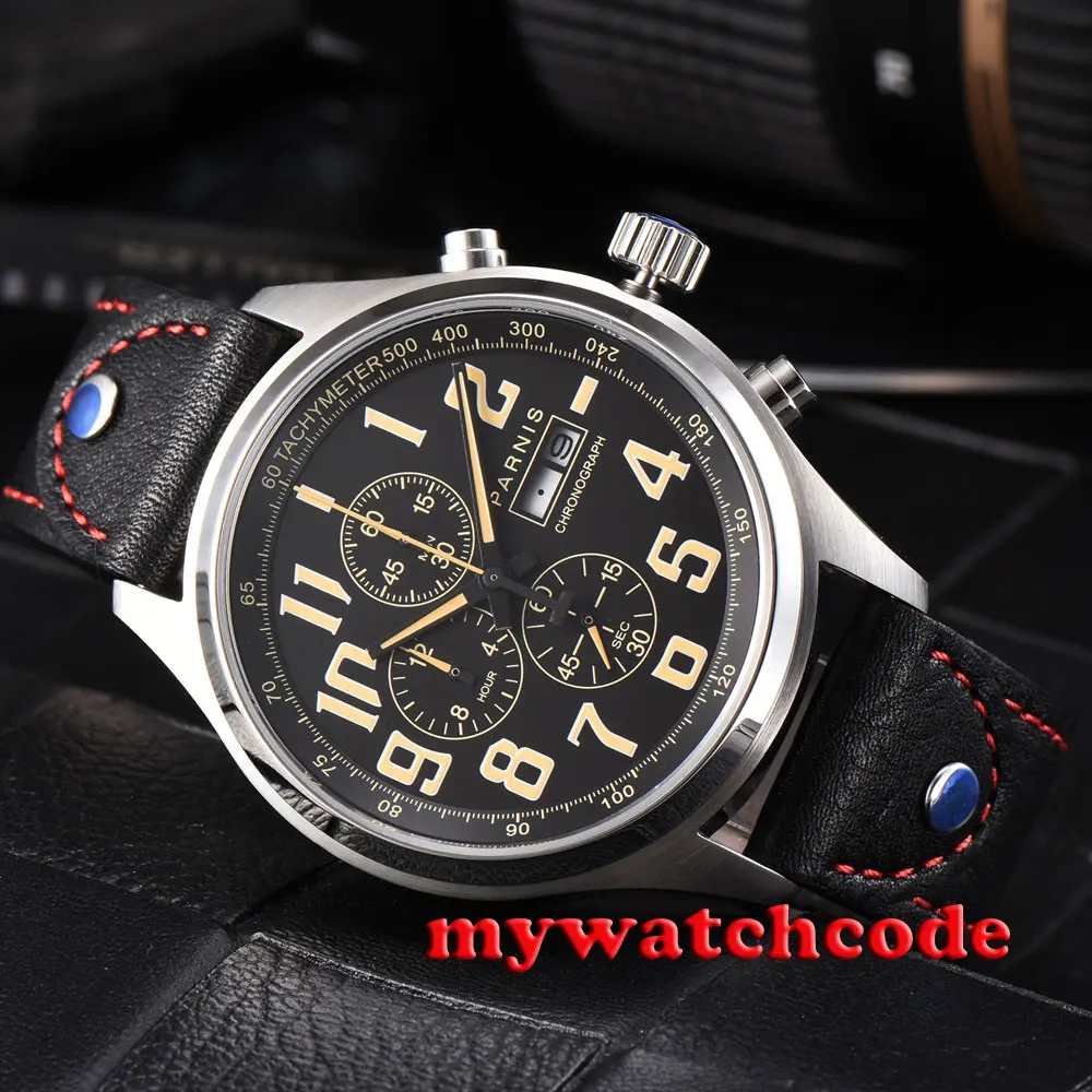 Кварцевые мужские часы с черным циферблатом parnis 43 мм|watch men|watch men quartz watchwatch watch |