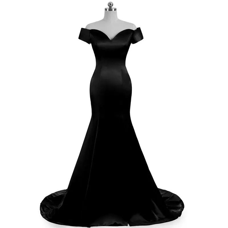 FADISTEE Новое поступление вечерние платья для выпускного вечера Vestido de Festa длинное стильное сатиновое платье Русалка Настоящее фото элегантное платье - Цвет: black