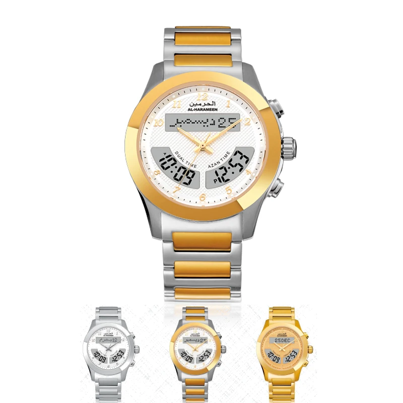 Часы azan prayer athan watch 6100 Dual Time(аналоговый цифровой) хиджри и григорианский календарь водонепроницаемые(водонепроницаемые