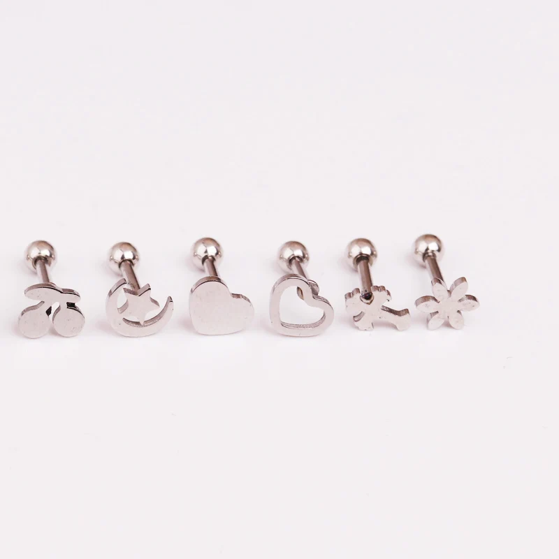 Sellsets, 1 шт., Новое поступление, черный, серебристый, золотой, Луна, звезда, сердце, форма, сталь, tragus daith, Грач, хрящевая спираль, шпилька, пирсинг для ушей